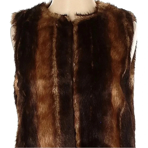 Betsey Johnson Brown Faux Fur Striped Vest Women’s Size XS - Picture 8 of 8